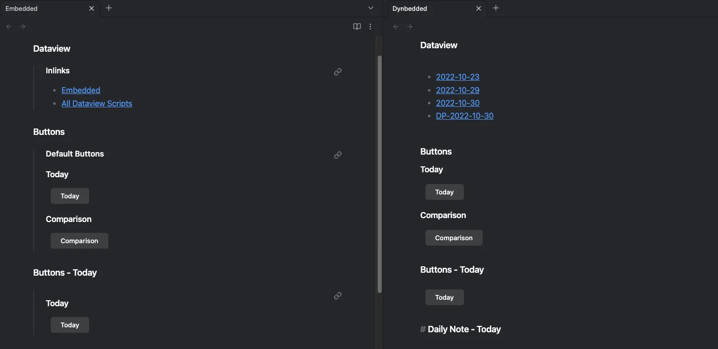Left Standard Embedded Feature / Right Dynbedded Embedded Feature
