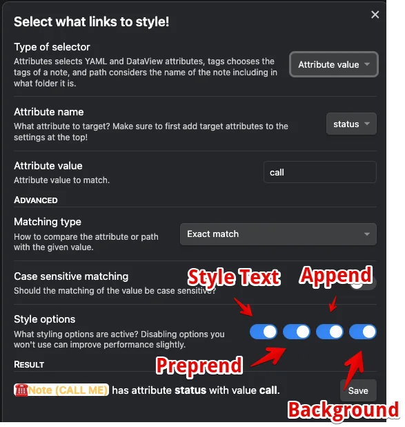 Supercharged Links - Style Möglichkeiten