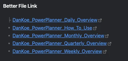 Better File Link - File List