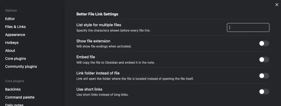 Better File Link Settings