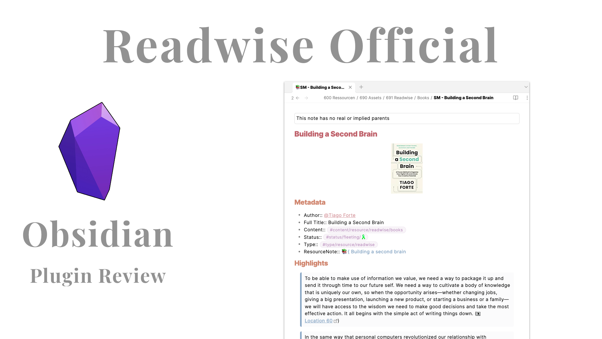 Obsidian: Readwise Integration