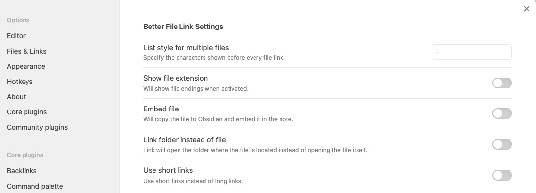 Better File Link Settings