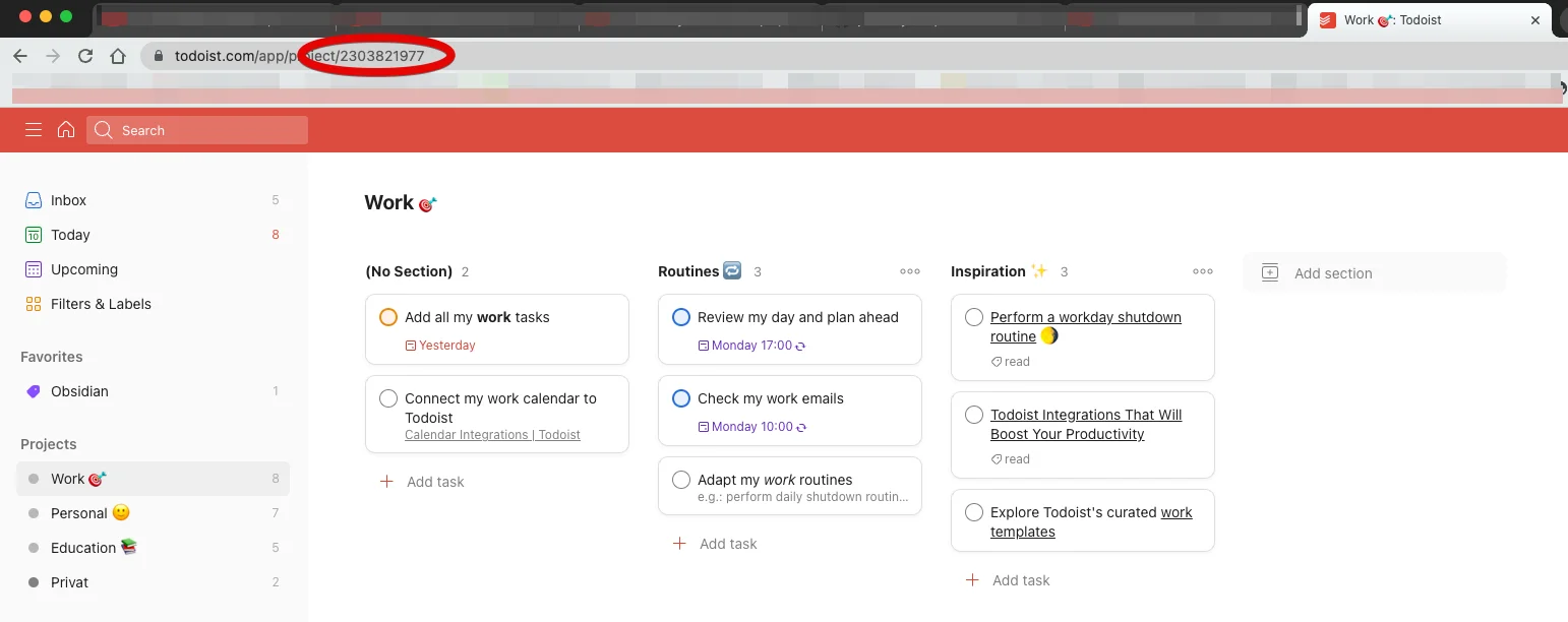 Todoist Projekt Nummer