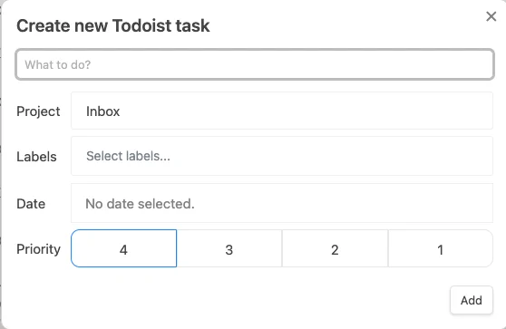 Todoist Sync: Todoist Aufgabe hinzufügen
